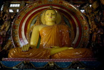 Seated Buddha statue inside a temple