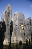 Stone Forest or Shilin. View of limestone pillars standing as high as 30 meters