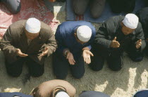 View over heads of Muslims praying