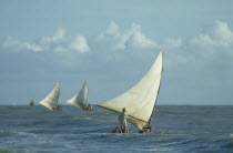 Jangdas boats going fishing in the early morning choppy seas