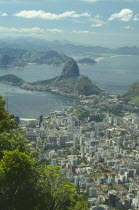 View over Rio toward Sugar Loaf Mountain from Corcovado Mountain