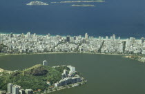 Aerial view over Ipanema and Leblon from the Corcovado mountain