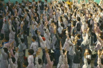 Morning exercises in state school yard