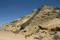 Molten laver ridge through hard rock with unequal weathering