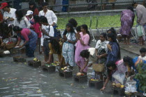 Crowds with offerings of incense  fruit and flowers at the Grand Bassin lake during the Maha Shivaratree festival in honour of the Hindu god Siva.