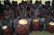 Drummers playing at funeral of wife of a chief.