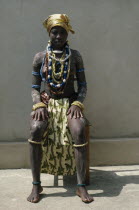 Fante girl at dipa initiation ceremony held at onset of menstruation.  Every girl receives gifts of jewellery at puberty.