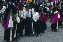 Line of girls dressed for Easter festivities.Holy Week