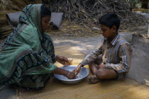 Young boy learning the importance of washing hands.hygieneclean