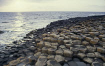 Rocky promontory of North West Moyle coast consisting of thousands of polygonal colimns of basalt attributed to rapidly cooling lava.Eire Republic Eire Republic Eire Republic Eire Republic Eire R...