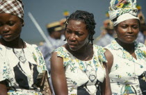Female supporters of President El Hadj Omar Bongo of the Democratic Party of Gabon or PDGAlbert Bernard Bongo  changed his name on converting to Islam