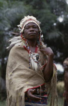 Portrait of traditional dancer of African ballet group.Zaire Congo