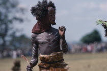 Bapende tribe masked dancer at Gungu Festival.  Zaire  Pende