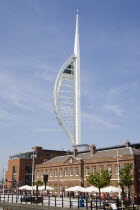 The Spinnaker Tower the tallest public viewing platforn in the UK at 170 metres on Gunwharf Quay with the old Customs House in the foreground