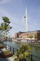 The Spinnaker Tower the tallest public viewing platforn in the UK at 170 metres on Gunwharf Quay with the old Customs House in the foreground
