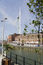 The Spinnaker Tower the tallest public viewing platforn in the UK at 170 metres on Gunwharf Quay with the old Customs House in the foreground