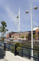 The Spinnaker Tower the tallest public viewing platforn in the UK at 170 metres on Gunwharf Quay with the old Customs House in the foreground
