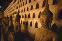 Wat Si Saket.  Detail of Buddha figures in temple interior.