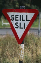 Road sign in Gaelic.Eire Republic Ireland  Eire Republic Ireland  Eire Republic Ireland  Eire Republic Ireland  Eire Republic Ireland