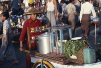 Mobile herbal tea stall.Burma Rangoon Myanmar Yangon