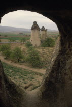 Fairy Chimney dwelling carved from from volcanic rock formation.