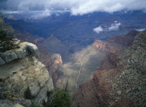 View down the Bright Angel Trail from the south rim.