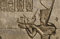 Temple of Hathor.  Detail of frieze depicting the pharaoh making offerings to Hathor.