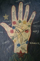 Palmistry chart in Selborne gypsy museum. romany