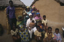 Rural village muslim family including two wives. polygamy Moslem