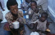 Feeding centre for malnourished children in camp for Angolan refugees.Center