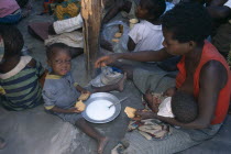 Feeding centre for malnourished children in camp for Angolan refugees.Center