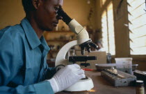 Man working in medical laboratory.