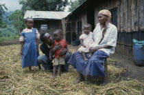 Peter Mwaura and family at his shamba at Chichila.  Peter practises organic farming techniques to avoid buying expensive fertilisers.East Africa