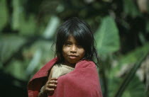 Portrait of young Kogi girl.isolated indigenous tribe