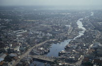 Aerial view of the city with river dwellings Saigon