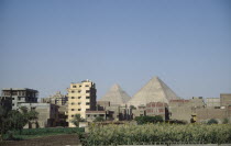 City suburbs encroaching on the Pyramids at Giza.