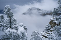 North Rim with snow in canyon