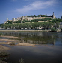 Chinon Chateau seen across River Viene