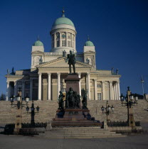 Cathedral with Czar Alexander statue in centre.