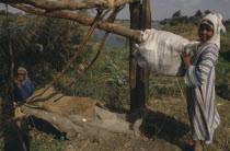 Child using Shaduf Irrigation systemShadouf is a machine to move water from a lower place to a higher place