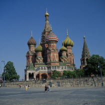 St Basils Cathedral with multi-coloured domes.