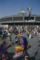 Our Lady of Guadaloupe Festival dancers celebrating outside the Basilica of GuadaloupeDec12th