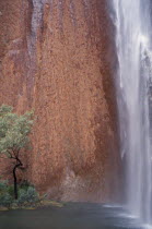Ayers Rock. Maggie Springs. Cascading waterfall after torrential rainfall of 69mm in forty eight hours. An event that only happens once in every four yearsMutidjula or Maggie Springs