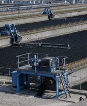 View across machinery in Leeds Water Treatment Plant