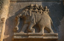Bas relief carving of war elephant on Krishna temple.Vijayanagar