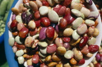 Bowl of mixed beans in the market.