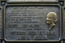 Cemetery of the Recoleta.  Memorial plaque on tomb of Eva Peron in the Duarte family mausoleum.