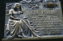 Cemetery of the Recoleta.  Memorial plaque on tomb of Eva Peron in the Duarte family mausoleum.