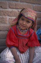 Portrait of Huichol Indian girl.