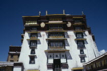 The Potala Palace. Chief residence of the Dalai Lama. Exterior of the top section